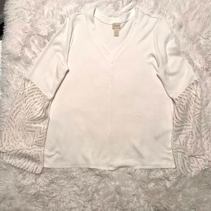Chico's Size 2 Large Size White Ruffled longsleeve